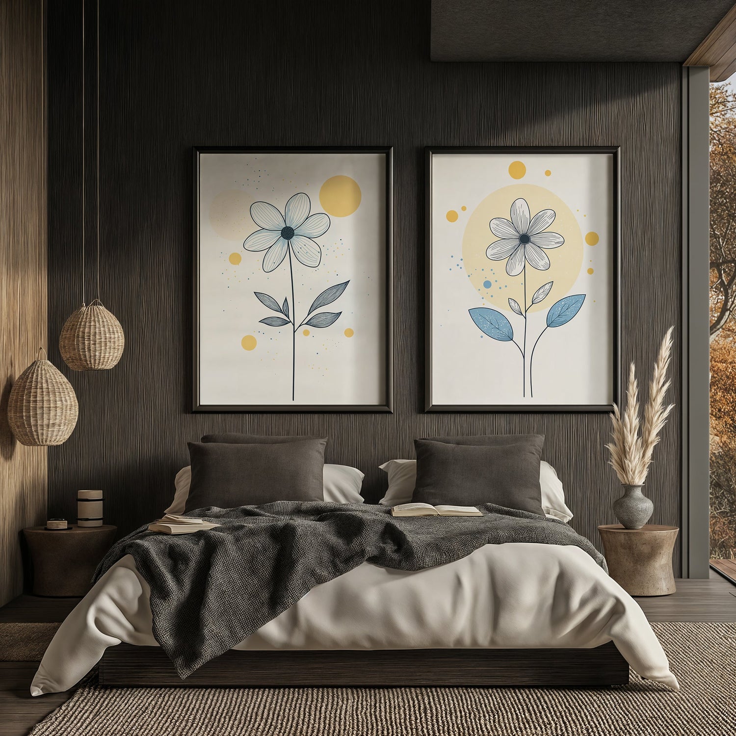 Arte Lineal de Flores y Soles